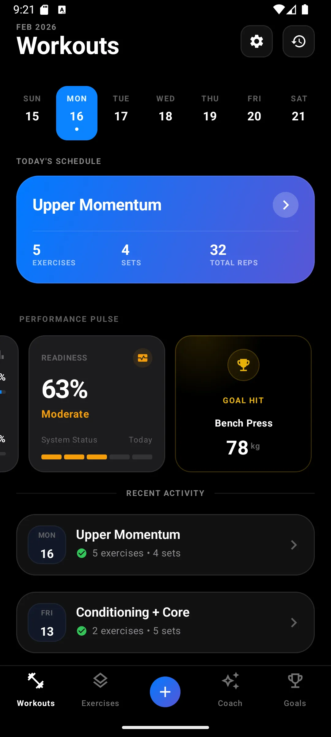 ProbeFit workout screen preview